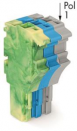 1-Leiter-Federleiste, Federklemmanschluss, 0,25-4,0 mm², 3-polig, 24 A, 6 kV, gelb/grün/blau, 2022-103/000-039