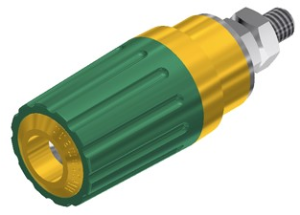 Polklemme, 4 mm, gelb/grün, 30 VAC/60 VDC, 35 A, Schraubanschluss, vernickelt, PKI 100 GE/GN