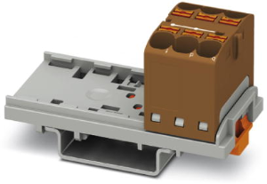 Verteilerblock, Push-in-Anschluss, 0,2-6,0 mm², 6-polig, 32 A, 6 kV, braun, 3273536