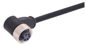 Sensor-Aktor Kabel, 7/8"-Kabeldose, abgewinkelt auf offenes Ende, 4-polig + PE, 7.5 m, PUR, schwarz, 21349900598075
