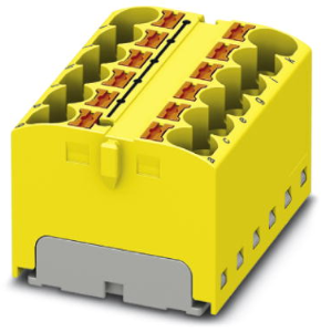 Verteilerblock, Push-in-Anschluss, 0,2-6,0 mm², 12-polig, 32 A, 6 kV, gelb, 3273818