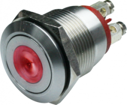 Drucktaster, 1-polig, silber, beleuchtet (rot), 0,05 A/24 V, Einbau-Ø 19.2 mm, IP66, MPI001/TERM/RD