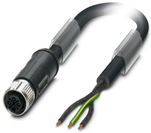 Sensor-Aktor Kabel, M12-Kabeldose, gerade auf offenes Ende, 3-polig, 5 m, PVC, schwarz, 16 A, 1411646