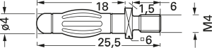 4 mm Einbaustecker, Schraubanschluss, 0,5 mm², Einbau-Ø 4 mm, 22.1086