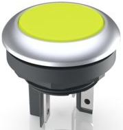 Drucktaster, 1-polig, gelb, beleuchtet (weiß), 0,1 A/35 V, Einbau-Ø 16.2 mm, IP65/IP67, 1.15.210.131/2400