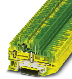 Schutzleiter-Doppelstockklemme, Zugfeder-/Steckanschluss, 0,08-4,0 mm², 6 kV, grün, 3040915
