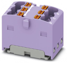 Verteilerblock, Push-in-Anschluss, 0,14-2,5 mm², 6-polig, 17.5 A, 6 kV, violett, 3002784