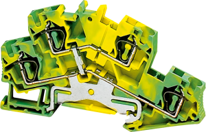 Erdungsklemme, 4-polig, 0,08-4,0 mm², Klemmstellen: 2, grün/gelb, Federzuganschluss