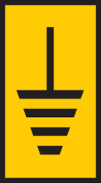Vinylbeschichtete Gewebefolie Etikett, Aufdruck "Symbol: Erde", (B x H) 6.2 x 19 mm, max. Bündel-Ø 4 mm, gelb, 592-11115