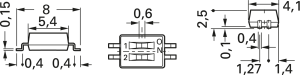 DIP-Schalter, Aus-Ein, 2-polig, gerade, 100 mA/6 VDC, CHS-02B