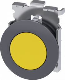 Drucktaster, unbeleuchtet, rastend, Bund rund, gelb, Einbau-Ø 30.5 mm, 3SU1060-0JA30-0AA0
