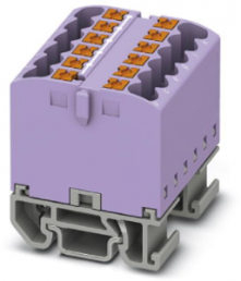 Verteilerblock, Push-in-Anschluss, 0,14-4,0 mm², 12-polig, 24 A, 8 kV, violett, 3274138