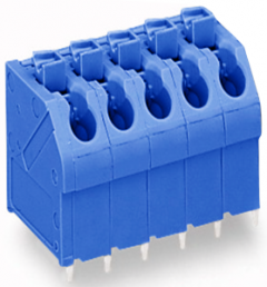 Leiterplattenklemme, 5-polig, RM 5 mm, 0,5-1,5 mm², 17.5 A, Push-in Käfigklemme, blau, 250-505/000-006