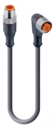 Sensor-Aktor Kabel, M12-Kabelstecker, gerade auf M12-Kabeldose, abgewinkelt, 4-polig, 15 m, PUR, schwarz, 4 A, 21427