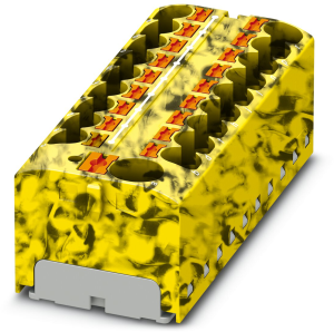 Verteilerblock, Push-in-Anschluss, 0,2-6,0 mm², 19-polig, 32 A, 6 kV, gelb/schwarz, 3273920