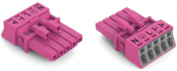 Buchse, 5-polig, Federklemmanschluss, 0,25-1,5 mm², pink, 890-285/080-000