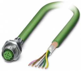 Sensor-Aktor Kabel, M12-Kabeldose, gerade auf offenes Ende, 5-polig, 0.5 m, PUR, grün, 4 A, 1437601