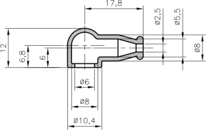 Knickschutztülle, Kabel-Ø 2,5 bis 6 mm, L 17.8 mm, Neopren, schwarz