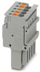 Stecker, Push-in-Anschluss, 0,14-1,5 mm², 5-polig, 17.5 A, 6 kV, grau, 3212549
