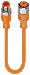 Sensor-Aktor Kabel, M12-Kabelstecker, gerade auf M12-Kabeldose, gerade, 4-polig, 0.3 m, PVC, orange, 4 A, 71533