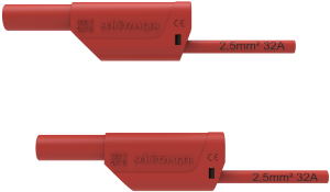 Messleitung mit (4 mm Stecker, gefedert, gerade) auf (4 mm Stecker, gefedert, gerade), 250 mm, rot, PVC, 1,0 mm², CAT II