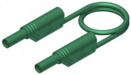 Messleitung mit (4 mm Stecker, gefedert, gerade) auf (4 mm Stecker, gefedert, gerade), 2 m, grün, PVC, 1,0 mm², CAT II