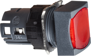 Drucktaster, tastend, Bund quadratisch, rot, Frontring schwarz, Einbau-Ø 16 mm, ZB6CW4
