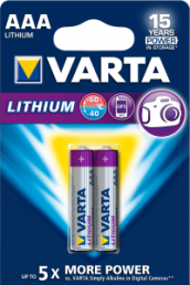 Lithium-Batterie, 1.5 V, LR03, AAA, Rundzelle, Flächenkontakt