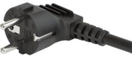 Geräteanschlussleitung, Europa, Stecker Typ E + F, abgewinkelt auf C19-Kupplung, gerade, H05VV-F3G1,5mm², schwarz, 3 m