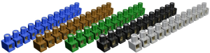 Anschlussklemme, 12-polig, 2,5 mm², Klemmstellen: 12, schwarz/blau/braun/grün-gelb/grau, Schraubanschluss, 24 A