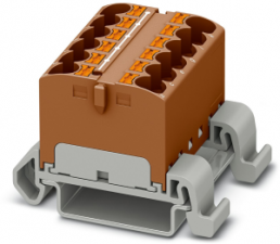 Verteilerblock, Push-in-Anschluss, 0,2-6,0 mm², 12-polig, 32 A, 6 kV, braun, 3273690