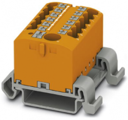 Verteilerblock, Push-in-Anschluss, 0,14-4,0 mm², 13-polig, 24 A, 8 kV, orange, 3273238
