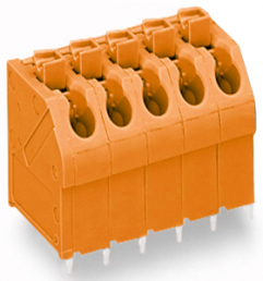 Leiterplattenklemme, 5-polig, RM 5 mm, 0,5-1,5 mm², 17.5 A, Push-in Käfigklemme, orange, 250-505/000-012