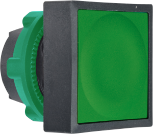 Drucktaster, tastend, Bund quadratisch, grün, Frontring schwarz, Einbau-Ø 22 mm, ZB5CA3