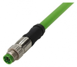 Sensor-Aktor Kabel, M8-Kabelstecker, gerade auf offenes Ende, 4-polig, 0.5 m, PVC, grün, 2134C700405005