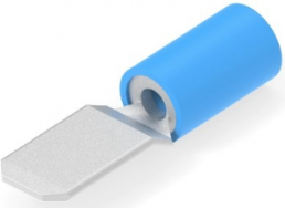 Flachstecker, 6,35 x 0,81 mm, L 23.5 mm, isoliert, gerade, blau, 1,3-2,6 mm², AWG 16-14, 140971-2