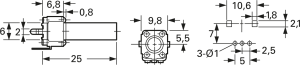 Schichtpotentiometer, 10 kΩ, 0.05 W, logarithmisch, Lötstift, RK09 K113 10K LOG