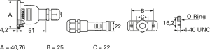 D-Sub Steckverbindergehäuse, Größe: 1 (DE), gerade 180°, Kabel-Ø 5 bis 10 mm, PBT, schwarz, 165X14869X