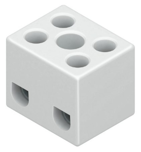 Anschlussklemme, 3-polig, 16 mm², Klemmstellen: 2, weiß, Schraubanschluss