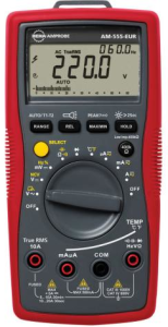 TRMS Digital-Multimeter AM-555-EUR, 20 A(DC), 20 A(AC), 1000 VDC, 1000 VAC, 10 pF bis 6000 µF, CAT III 1000 V, CAT IV 600 V