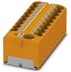 Verteilerblock, Push-in-Anschluss, 0,2-6,0 mm², 19-polig, 32 A, 6 kV, orange, 3273918