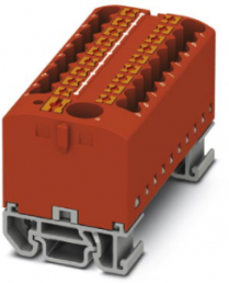 Verteilerblock, Push-in-Anschluss, 0,14-4,0 mm², 19-polig, 24 A, 8 kV, rot, 3274214