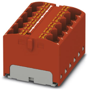 Verteilerblock, Push-in-Anschluss, 0,2-6,0 mm², 12-polig, 32 A, 6 kV, rot, 3273816