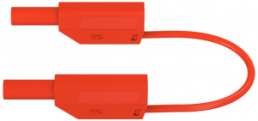 Messleitung mit (4 mm Stecker, gefedert, gerade) auf (4 mm Stecker, gefedert, gerade), 1 m, rot, PVC, 0,75 mm², CAT III