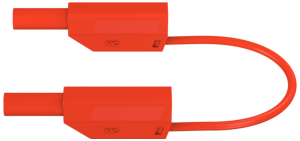 Messleitung mit (4 mm Stecker, gefedert, gerade) auf (4 mm Stecker, gefedert, gerade), 2 m, rot, PVC, 0,75 mm², CAT III