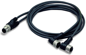 Sensor-Aktor Kabel, M12-Kabeldose, abgewinkelt auf M12-Kabelstecker, gerade, 4-polig, 2 m, PUR, schwarz, 4 A, 756-5517/040-020