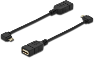 USB 2.0 Adapterleitung, Micro-USB Stecker Typ B auf USB Buchse Typ A, 0.15 m, schwarz