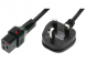 Geräteanschlussleitung, Großbritannien, Stecker Typ G, abgewinkelt auf C19-Dose, gerade, H05VV-F3G1,5mm², schwarz, 2 m