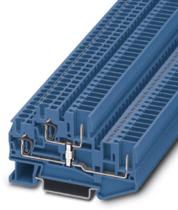 Doppelstockklemme, Zugfeder-/Steckanschluss, 0,08-4,0 mm², 4-polig, 22 A, 6 kV, blau, 3040685