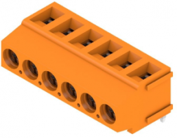 Leiterplattenklemme, 6-polig, RM 5 mm, 0,2-2,5 mm², 15 A, Schraubanschluss, orange, 1234250000